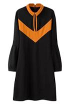 Romwe Color Block Cut-out Black Dress