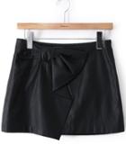 Romwe Black Bow Pu Skirt