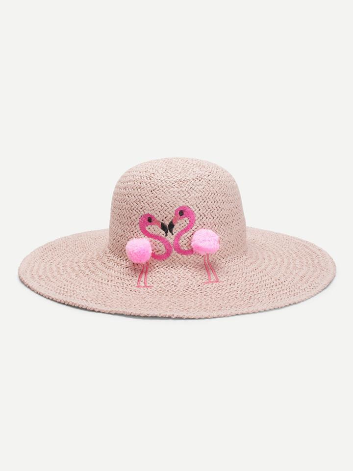 Romwe Flamingos Decorated Straw Hat