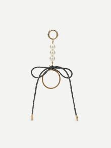 Romwe Faux Pearl & Knot Design Bag Accessory