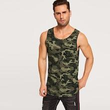 Romwe Guys Camo Print Tank Top
