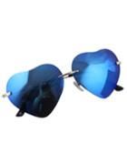Romwe Blue Heart Shape Women Sunglasses