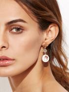 Romwe Gold Faux Pearl Multi Shape Asymmetrical Earrings