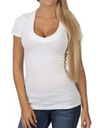 Romwe White Scoop Neck T-shirt