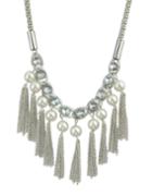 Romwe Silver Plated Chain Long Tassel Necklace