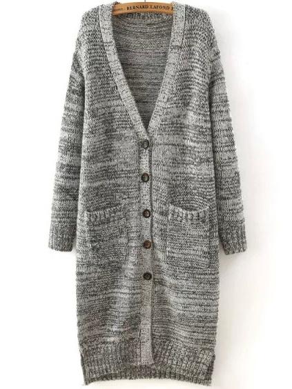 Romwe Dip Hem Slit Pockets Pale Grey Coat