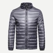 Romwe Men Solid Padded Coat