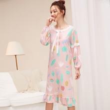 Romwe Plants Print Ruffle Hem Night Dress