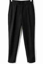 Romwe Black Pockets Crop Pant