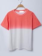 Romwe Orange Ombre Drop Shoulder T-shirt