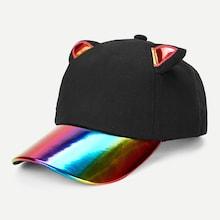 Romwe Contrast Brim Cat Ear Decorated Baseball Cap