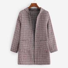 Romwe Pocket Decoration Hooded Tweed Coat