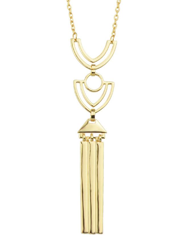 Romwe Gold Plated Chain Long Necklace
