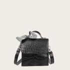 Romwe Twilly Scarf Croc Embossed Satchel Bag