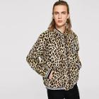 Romwe Guys Letter Patched Leopard Print Bomber Jacket