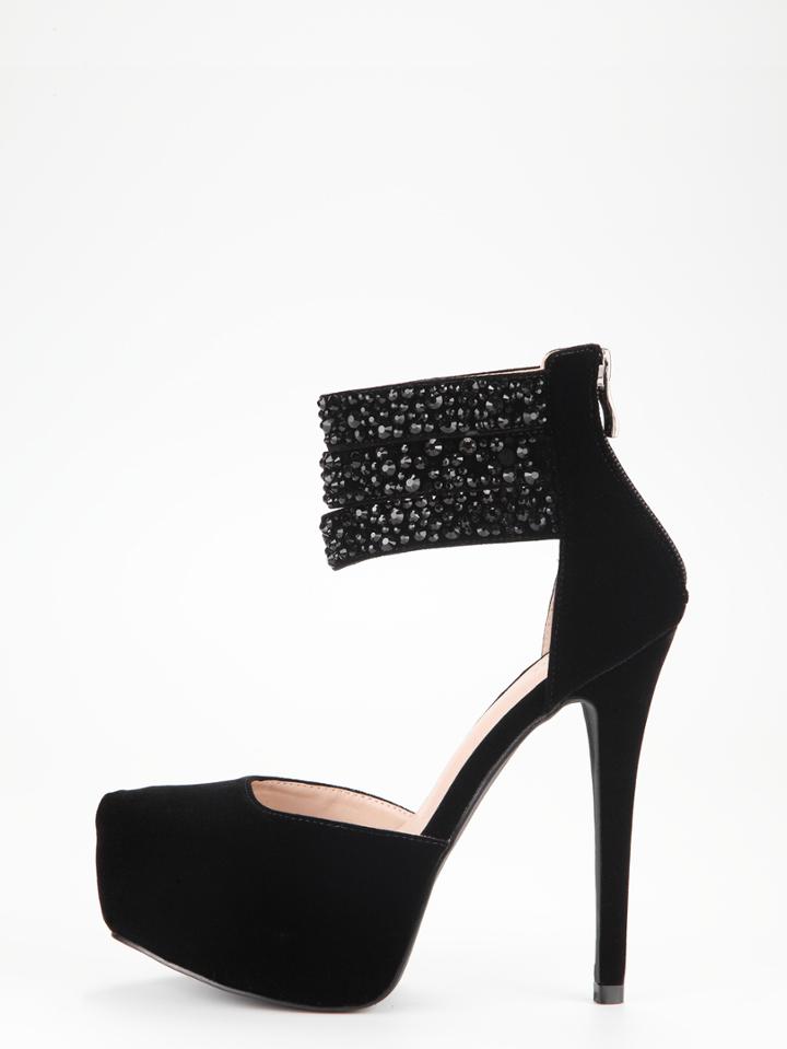 Romwe Black Ankle Cuff Platform D'orsey Pumps