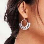 Romwe Textured Detail Hoop Drop Earrings 1pair