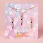 Romwe Rhinestone Pendant Necklace & Earrings Set 3pack