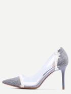 Romwe Grey Contrast Eyelet Clear Side Pumps