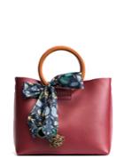 Romwe Double O-ring Handle Tote Bag With Twilly Scarf