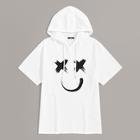 Romwe Guys Smile Print Hooded Tee