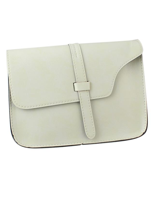 Romwe White Pu Leather Straps Shoulder Bag