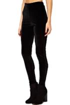 Romwe Romwe Elastic Low-rise Sheer Black Velvet Leggings