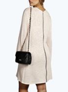 Romwe Apricot Long Sleeve Zipper Dress