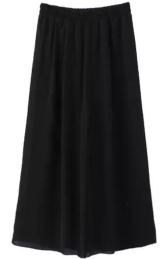Romwe Elastic Waist Wide Leg Chiffon Black Pant