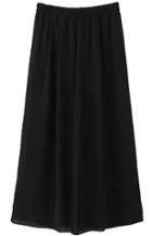 Romwe Elastic Waist Wide Leg Chiffon Black Pant
