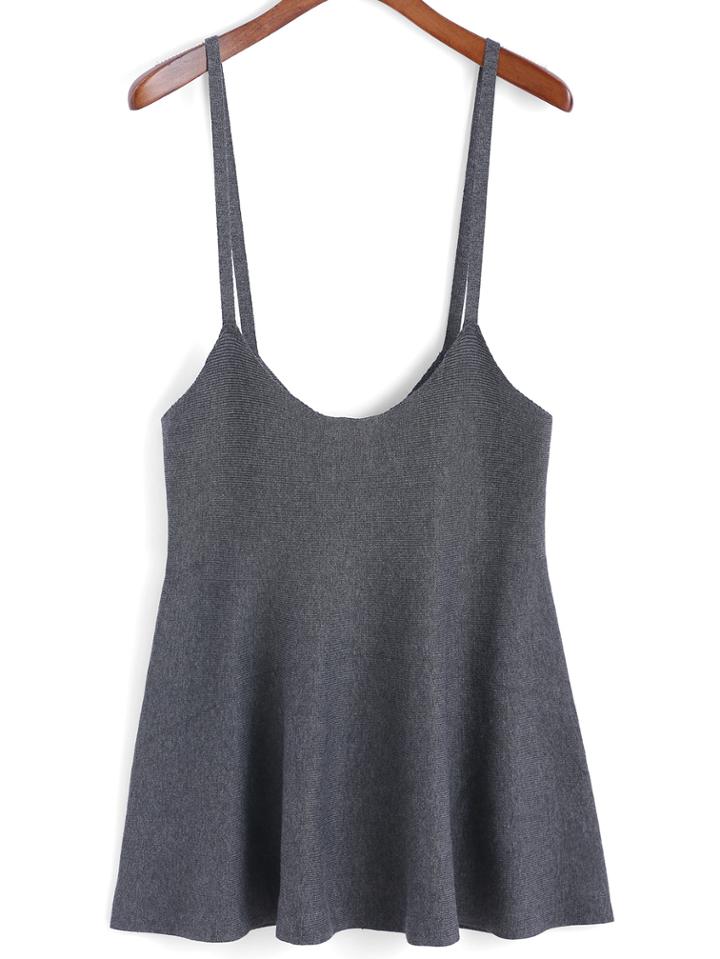 Romwe Spaghetti Strap Knit Flare Dress