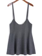 Romwe Spaghetti Strap Knit Flare Dress