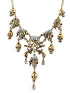 Romwe Gold Diamond Skull Chain Necklace