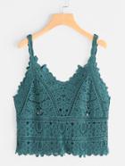 Romwe Hollow Out Crochet Cami Top
