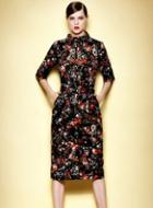 Romwe Stand Collar Vintage Floral Print Dress