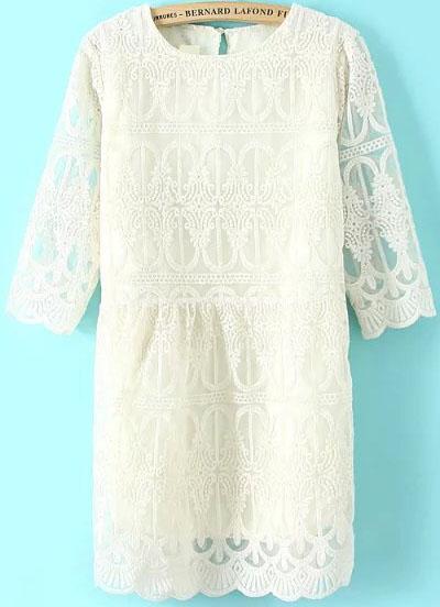 Romwe Round Neck Embroidered Slim Dress