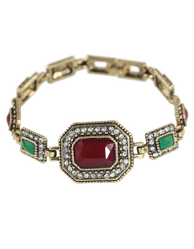 Romwe Atgold Rhinestone Custom Bracelet