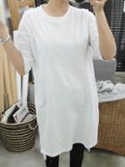 Romwe White Dip Hem Long T-shirt