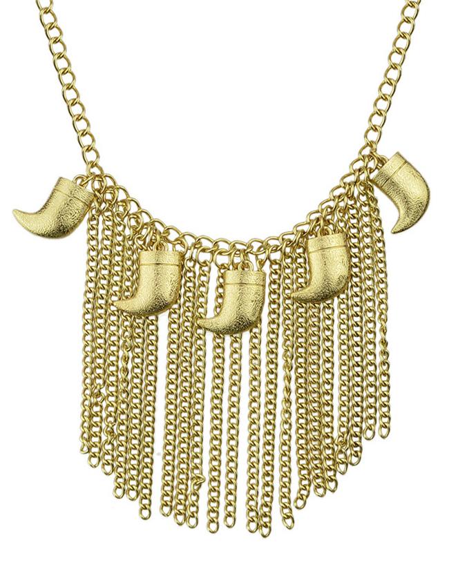 Romwe Punk Rock Gold Tassel Necklace