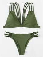Romwe Braided Straps Bikini Set