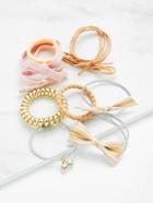 Romwe Coil & Knotted Hair Tie 10pcs With Mesh Bag
