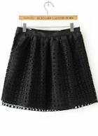 Romwe Grid Flare Black Skirt