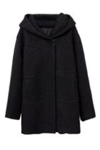 Romwe Hoodied Sheer Black Coat