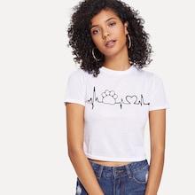 Romwe Mixed Print Crop Tee
