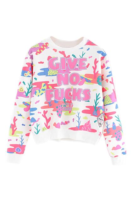 Romwe Letter And Camouflage Print Sweatshirt