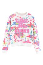 Romwe Letter And Camouflage Print Sweatshirt