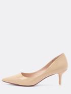 Romwe Apricot Patent Pointed Toe Low-heeled Pumps
