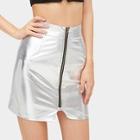 Romwe Zip Detail Skinny Skirt