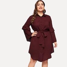 Romwe Plus Curved Hem Shirt Dress