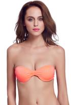 Romwe Orange Rhinestone With Steel Ring Bikini Top
